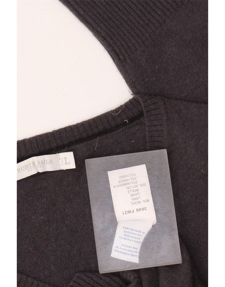 NORTH SAILS Womens V-Neck Jumper Sweater UK 14 Large Grey Wool