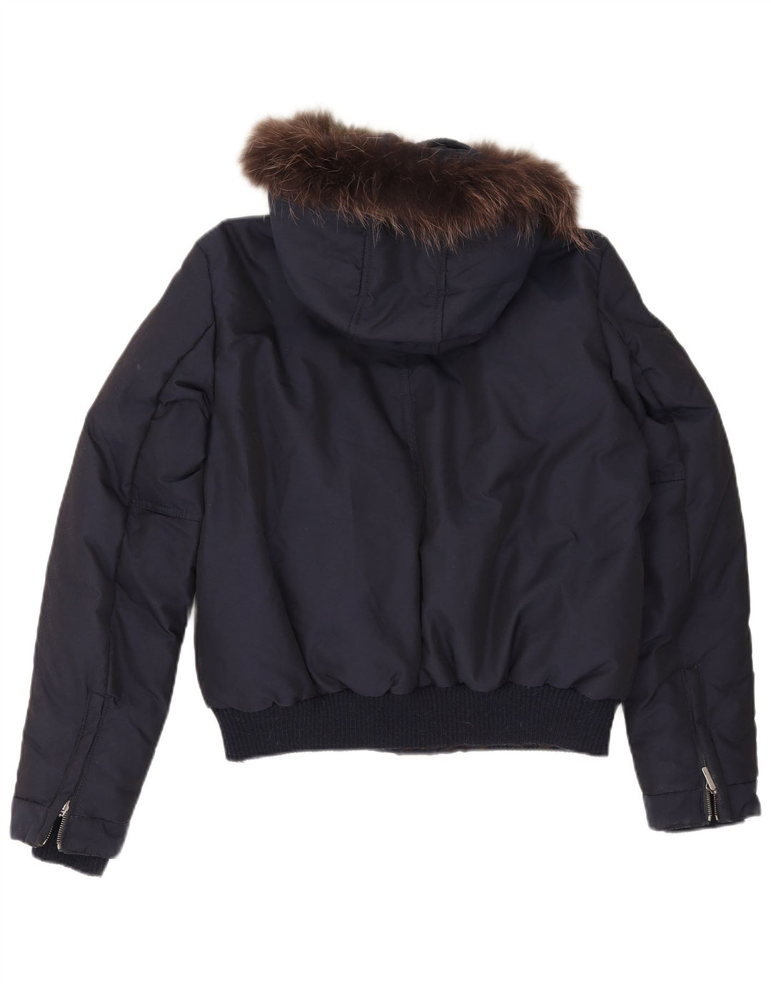 Gas Womens Hooded Bomber Jacket IT 46 Large Navy Blue Polyamide