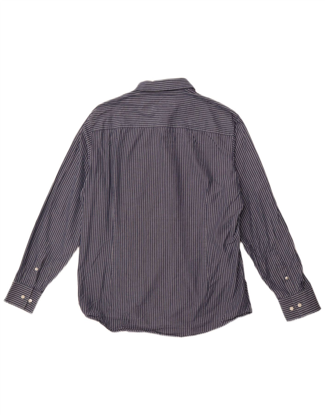 CALVIN KLEIN Mens Slim Fit Shirt Size 43 Large Navy Blue Pinstripe