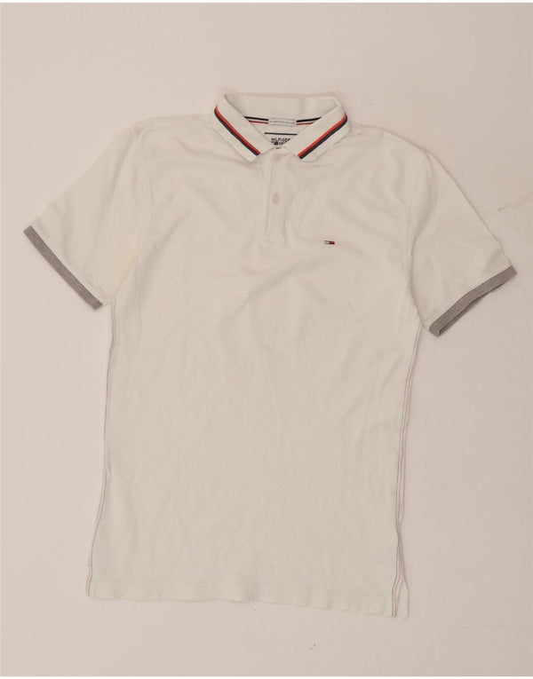 Tommy Hilfiger Mens Polo Shirt Small White Cotton