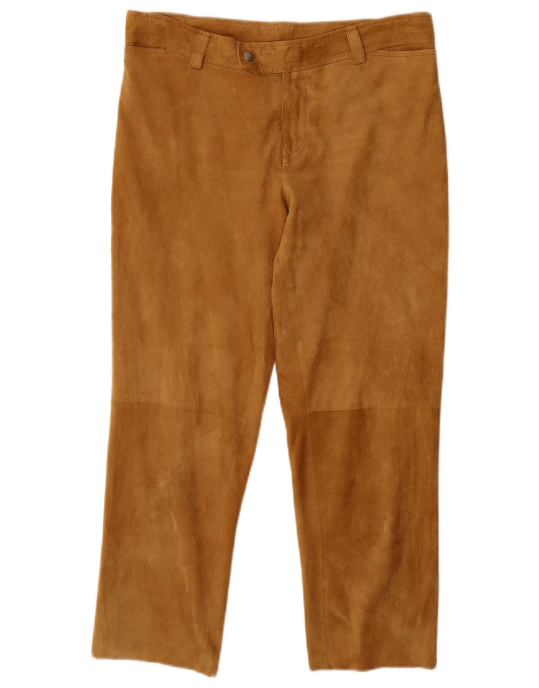 VINTAGE Womens Suede Cropped Trousers W32 L25 Brown