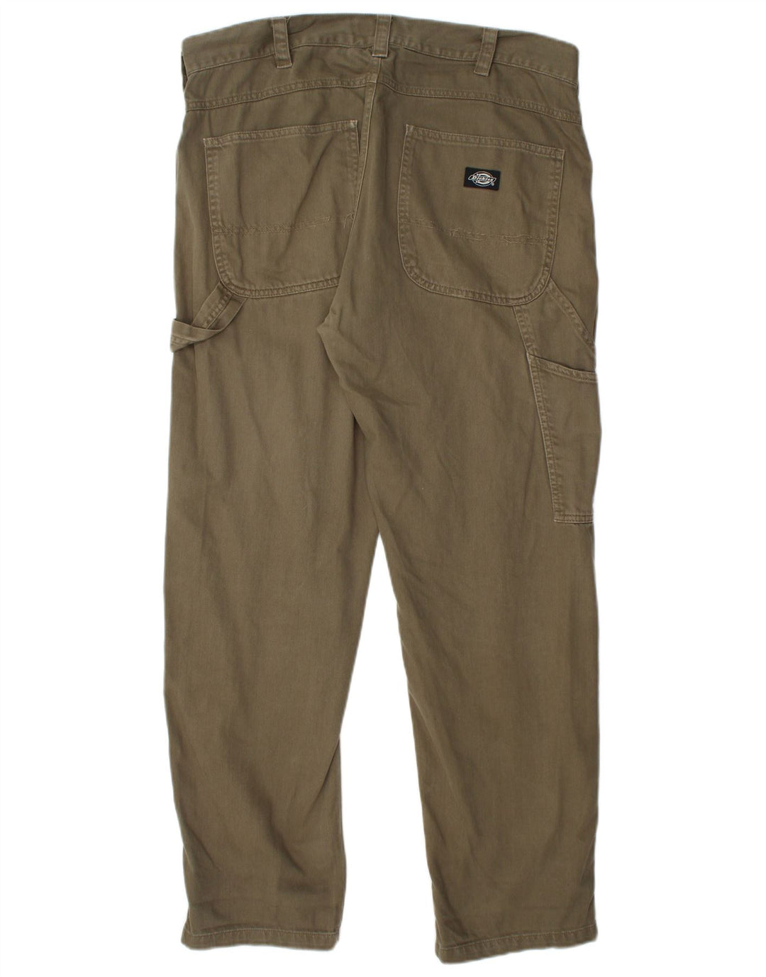 DICKIES Mens Straight Cargo Trousers W34 L32  Khaki Cotton
