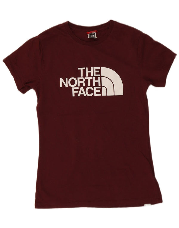 The North Face Womens Graphic T-Shirt Top UK 8 Small Burgundy Cotton