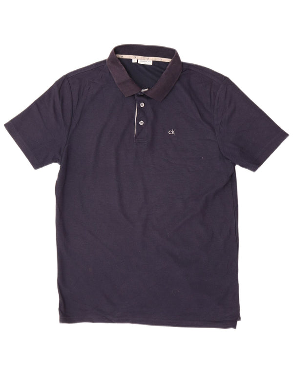 CALVIN KLEIN Mens Polo Shirt Medium Navy Blue Cotton