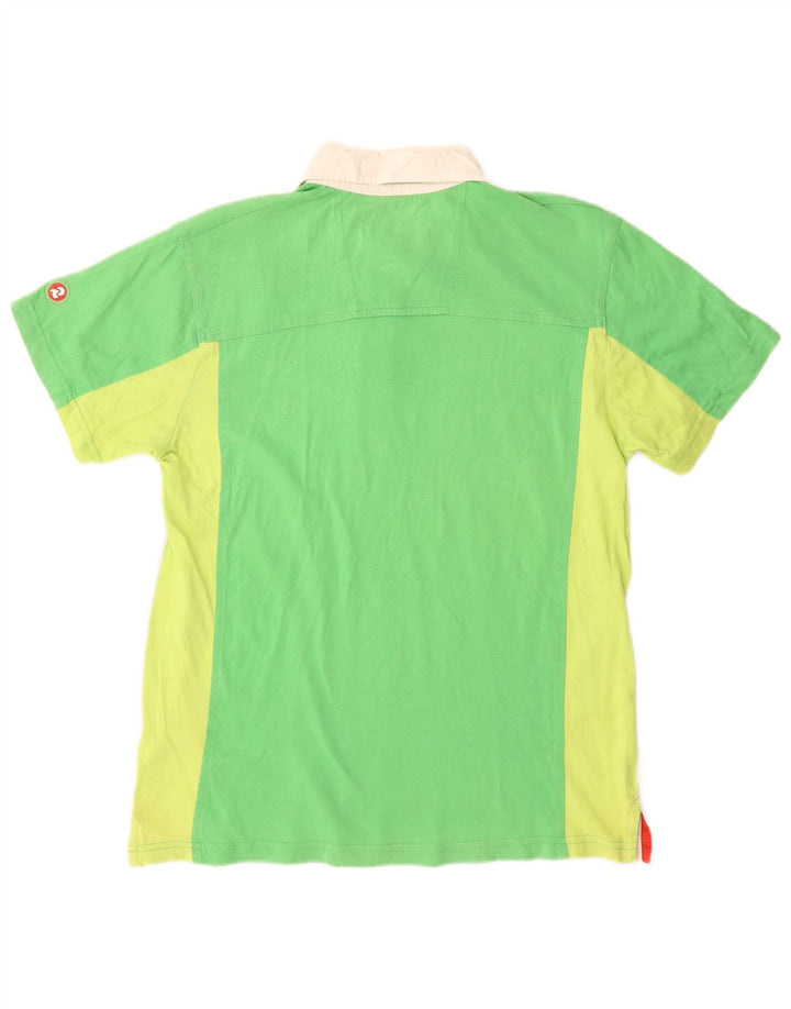 INVICTA Mens Polo Shirt Medium Green Colourblock Cotton