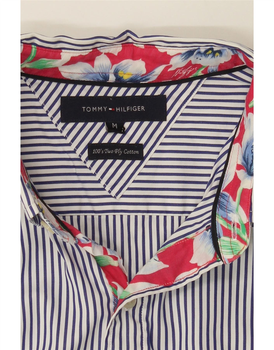 TOMMY HILFIGER Mens Shirt Medium Blue Striped Cotton Vintage Tommy Hilfiger and Second-Hand Tommy Hilfiger from Messina Hembry 