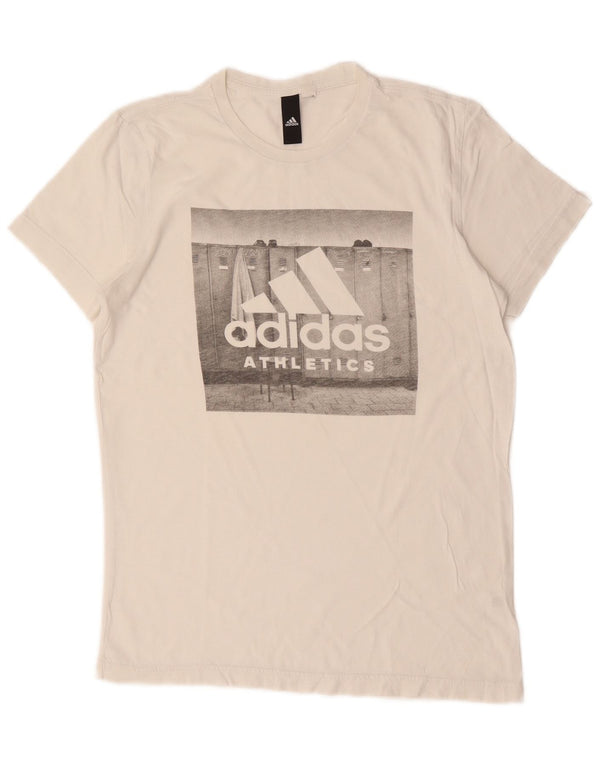 Adidas Mens Graphic T-Shirt Top Small White Cotton