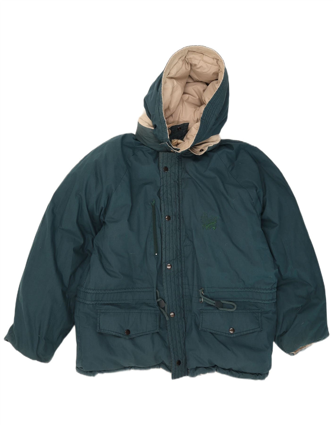 BRUGI Mens Hooded Reversible Padded Jacket IT 50 Large Green Polyester