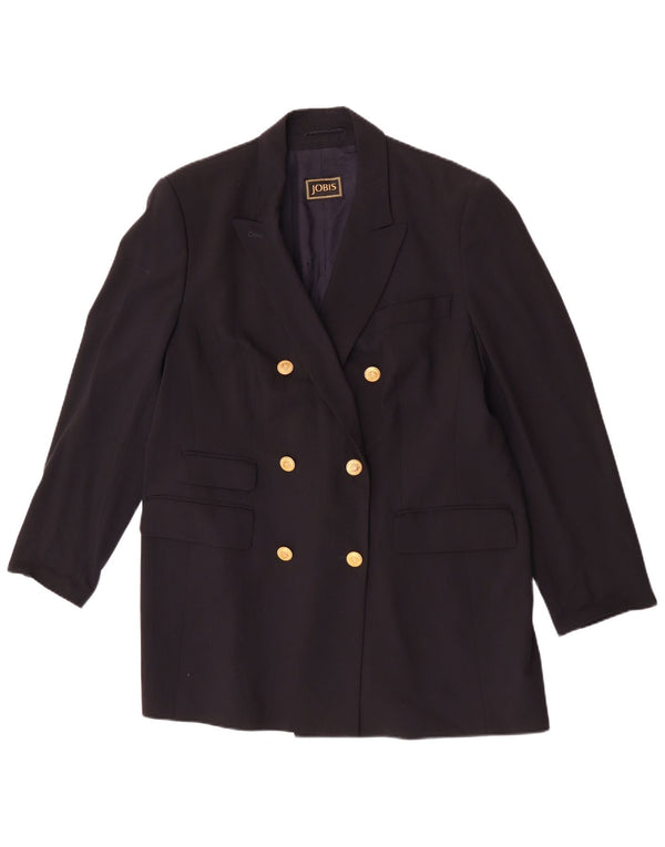 Jobis Womens Longline Double Breasted Blazer Jacket UK 14 Medium Navy Blue
