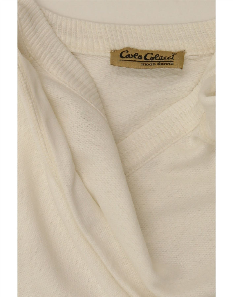 CARLO COLUCCI Womens Graphic Sweatshirt Jumper UK 18 XL White Vintage Carlo Colucci and Second-Hand Carlo Colucci from Messina Hembry 