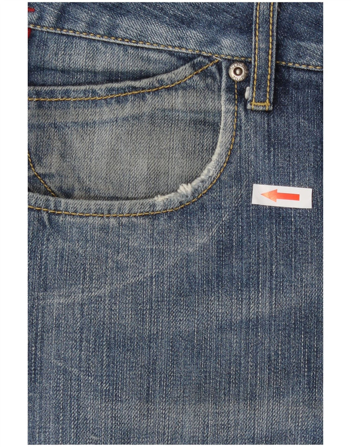 Zu Elements Mens Distressed Straight Jeans W36 L35 Blue Cotton