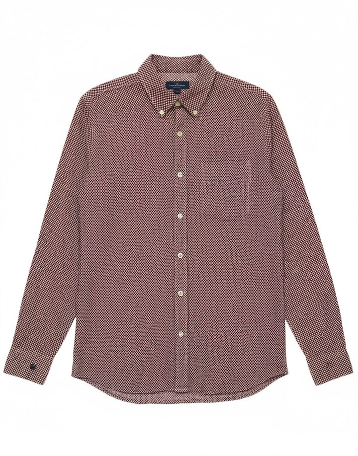 TED BAKER Mens Shirt Size 3 Medium Burgundy Geometric Cotton