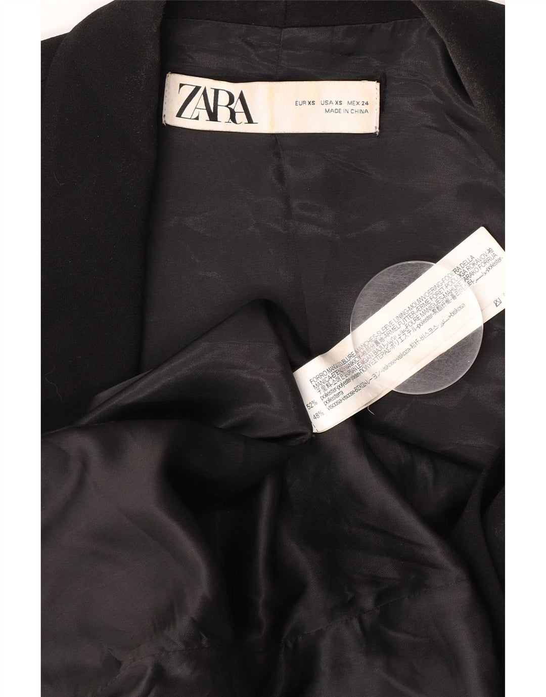 Zara Womens Oversized Blazer Jacket UK 6 XS Black Polyester
