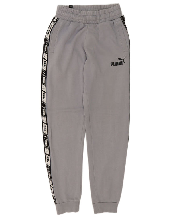 Puma Mens Graphic Tracksuit Trousers Joggers XS Grey Colourblock Cotton