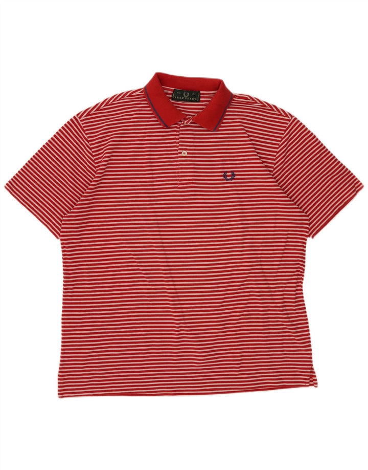 FRED PERRY Mens Polo Shirt Large Red Striped