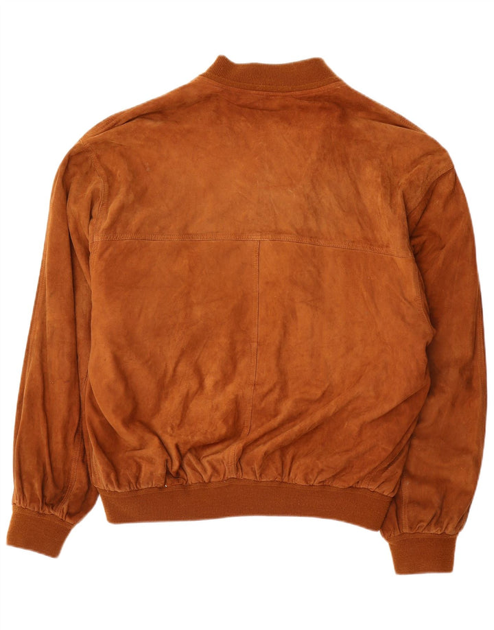 Vintage Mens Suede Bomber Jacket EU 52 XL Brown Leather