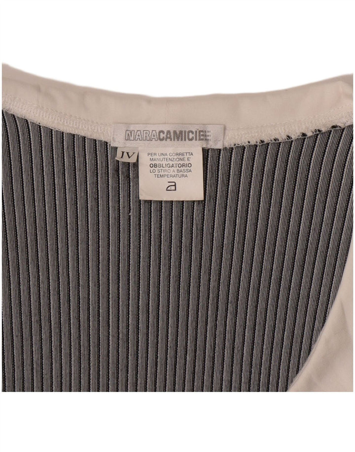 Naracamicee Womens Blouse Top UK 12 Medium Navy Blue Pinstripe Nautical