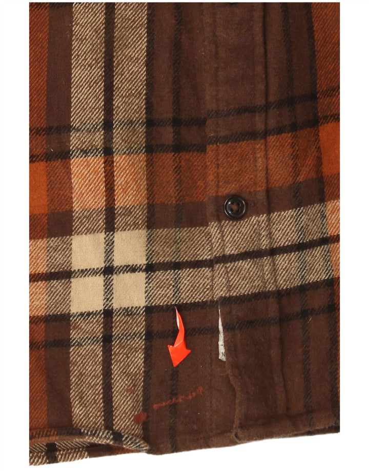 JACK & JONES Mens Flannel Shirt XL Brown Plaid Cotton