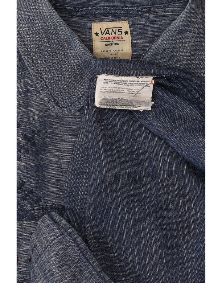 VANS Mens Shirt Small Blue Pinstripe Cotton