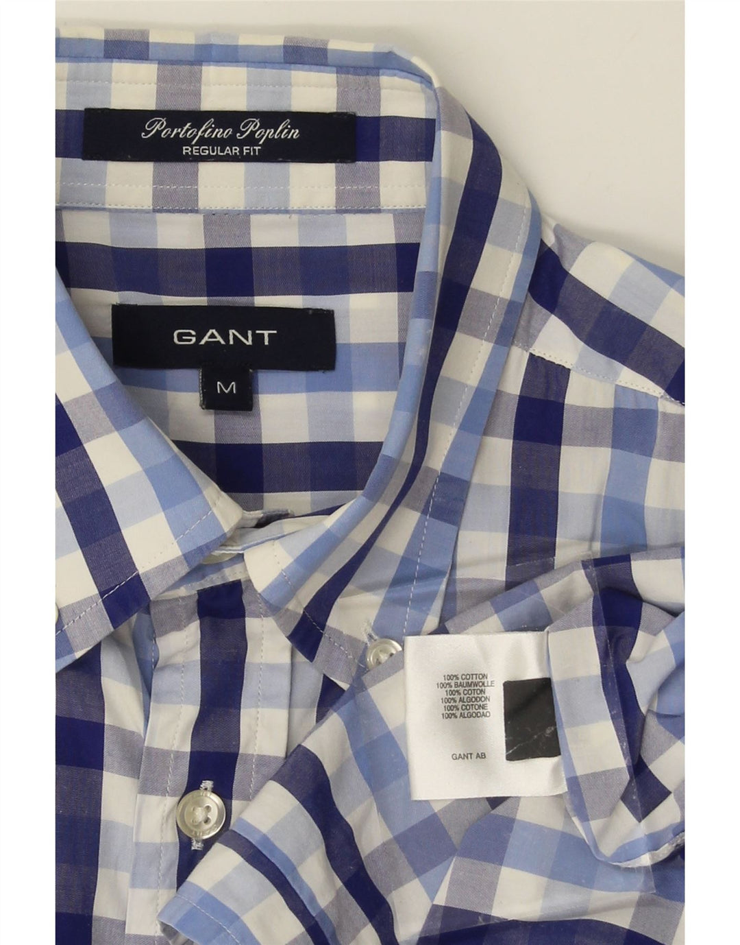GANT Mens Regular Fit Shirt Medium Blue Check Cotton Vintage Gant and Second-Hand Gant from Messina Hembry 