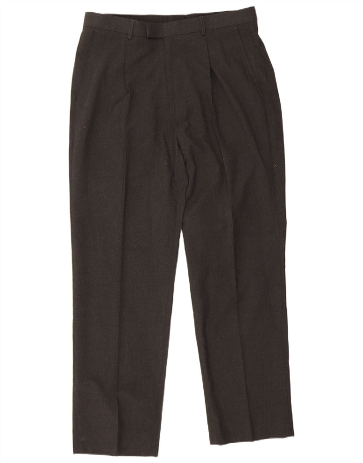 Marks & Spencer Mens Pegged Suit Trousers W34 L31 Grey Polyester