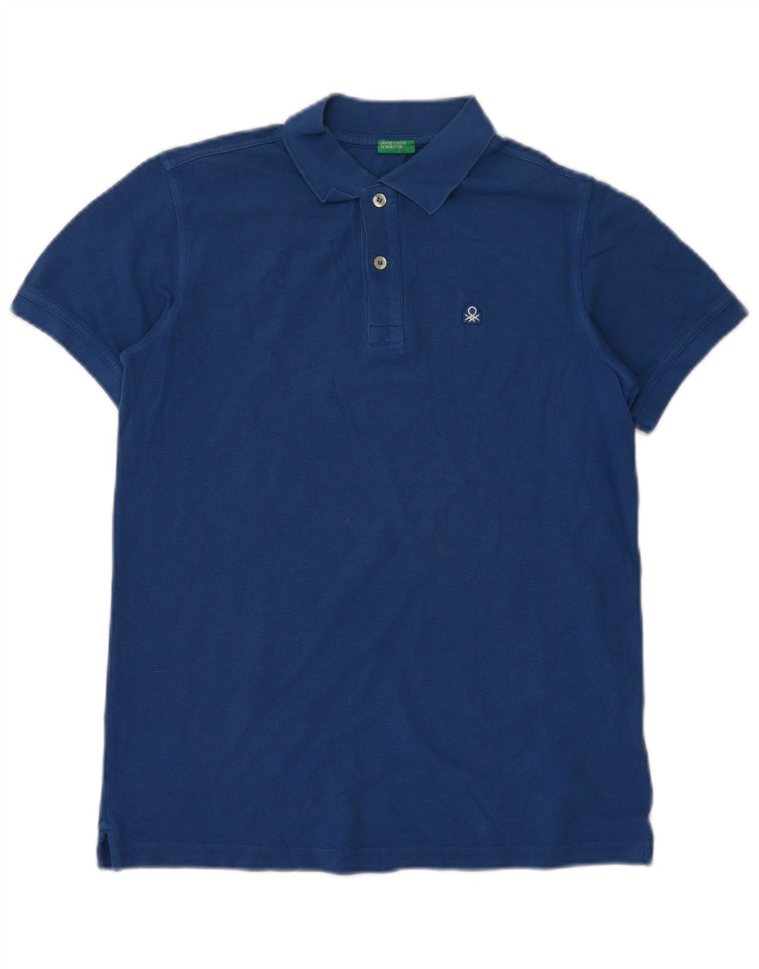 BENETTON Boys Polo Shirt 13-14 Years 3XL  Blue Cotton