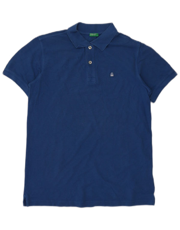 BENETTON Boys Polo Shirt 13-14 Years 3XL  Blue Cotton