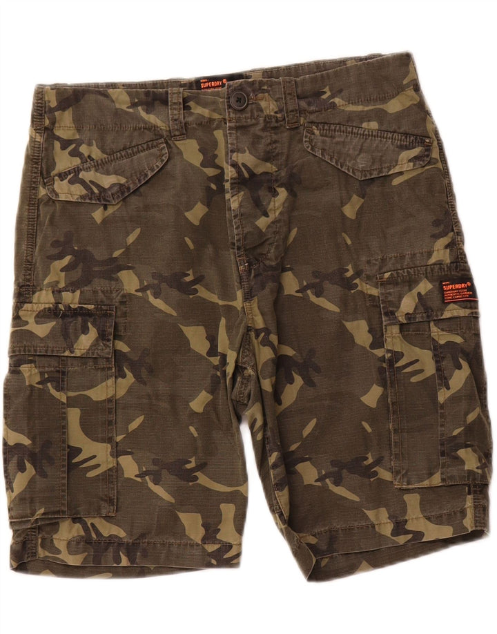 Superdry Mens Cargo Shorts W30 Medium Khaki Camouflage Cotton
