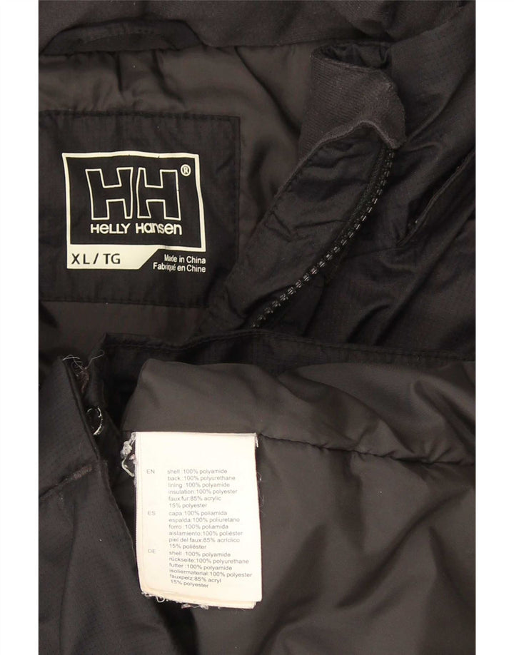 Helly Hansen Womens Hooded Parka Jacket UK 18 XL Black Polyamide