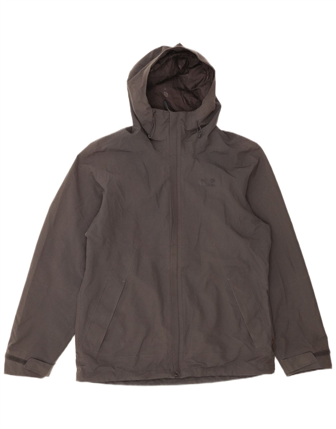 JACK WOLFSKIN Mens Hooded Windbreaker Jacket UK 40 Medium Grey Polyester