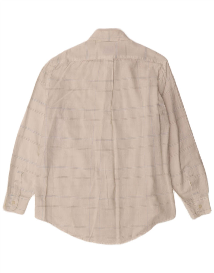 Trussardi Mens Checked  Shirt Medium Off White Plaid Cotton