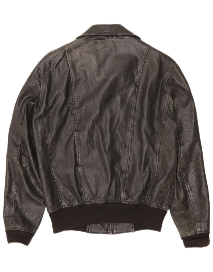 Vintage Mens Leather Jacket UK 36 Small Black