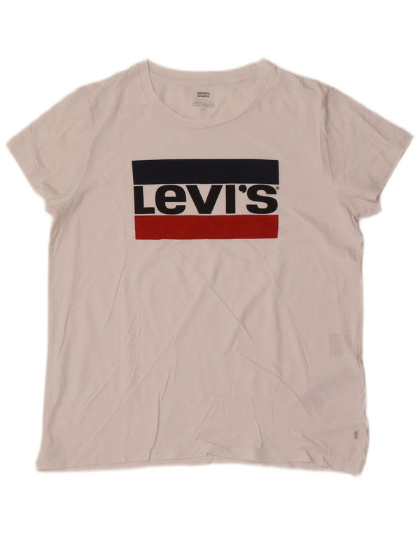 Levi's Womens Graphic T-Shirt Top UK 14 Large White Cotton