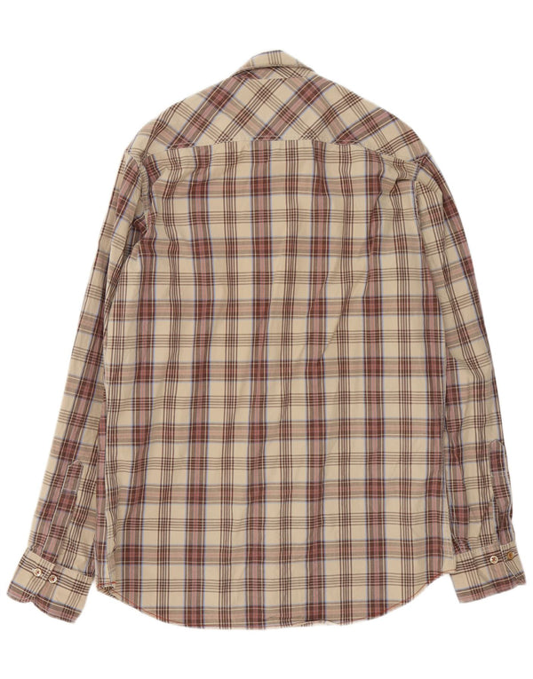 Marlboro Classics Mens Shirt Large Brown Check Cotton