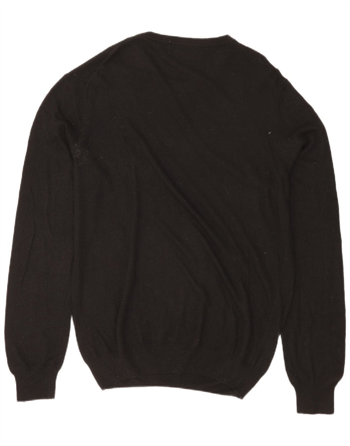 TRUSSARDI Mens Boat Neck Jumper Sweater Large Black Polyamide