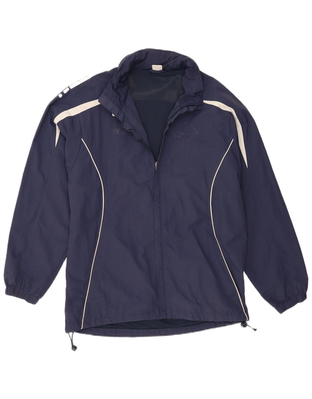 Asics Mens Hooded Rain Jacket UK 40 Large Navy Blue Colourblock Nylon