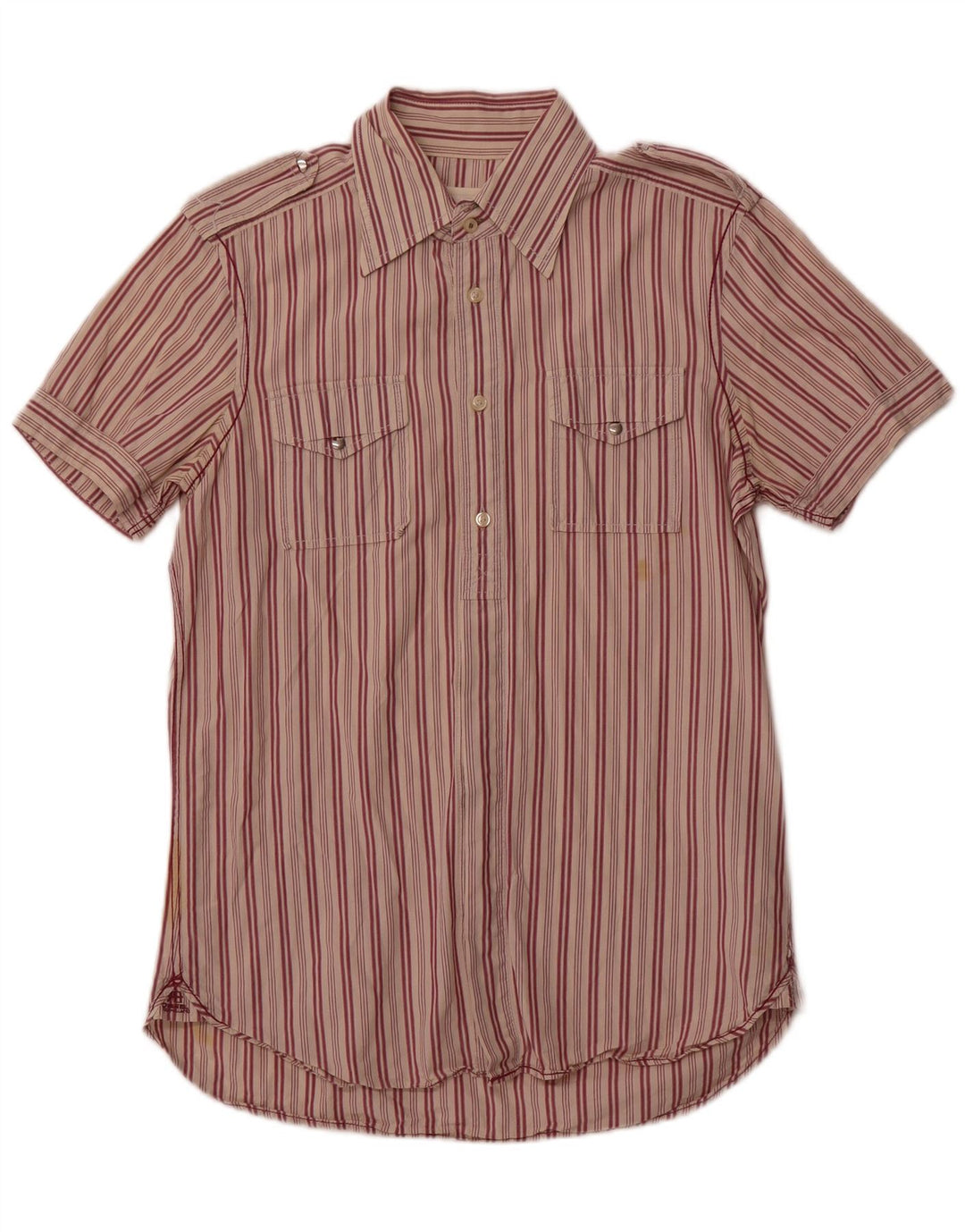 Diesel Mens Short Sleeve Shirt Medium Red Striped Cotton