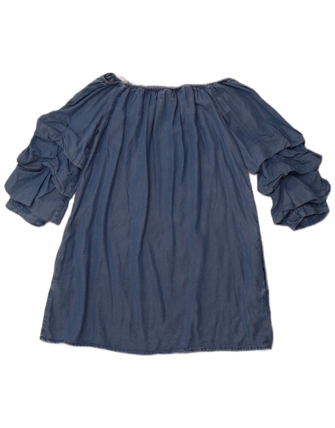ZARA Womens 3/4 Sleeve Off Shoulder Top UK 12 Medium Blue