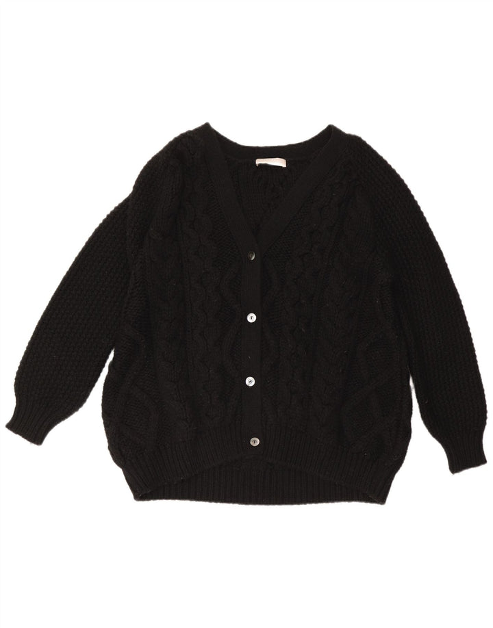 Stefanel Womens Cardigan Sweater UK 14 Medium Black Wool