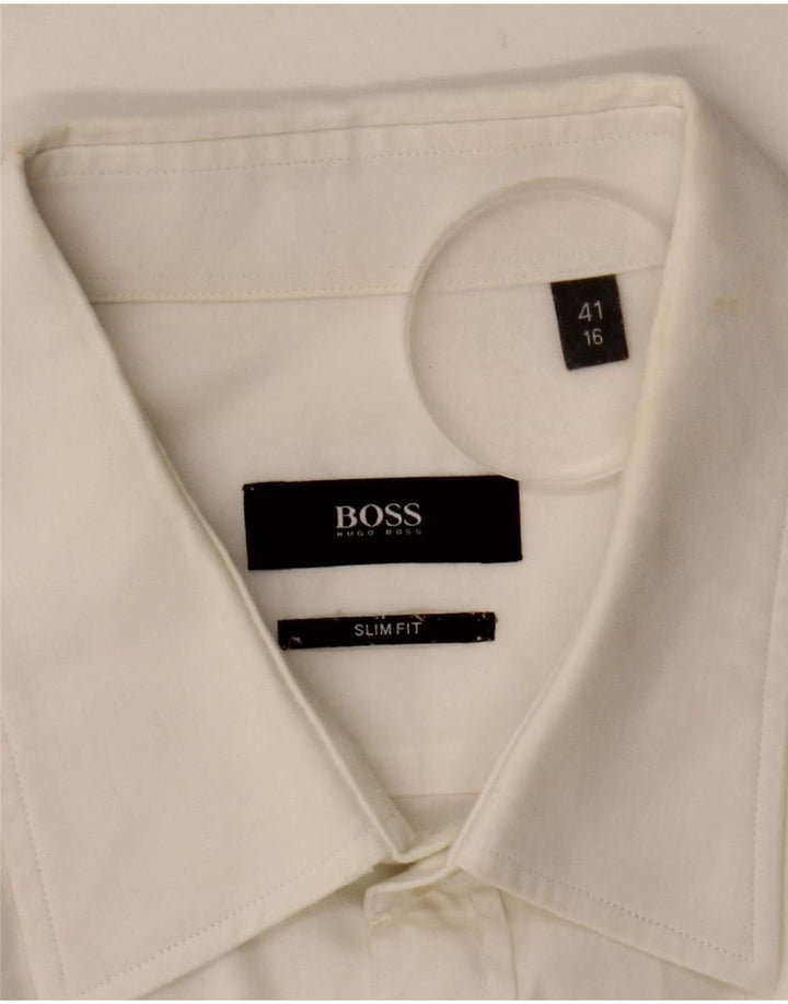 Hugo Boss Mens Slim Fit Shirt Large White