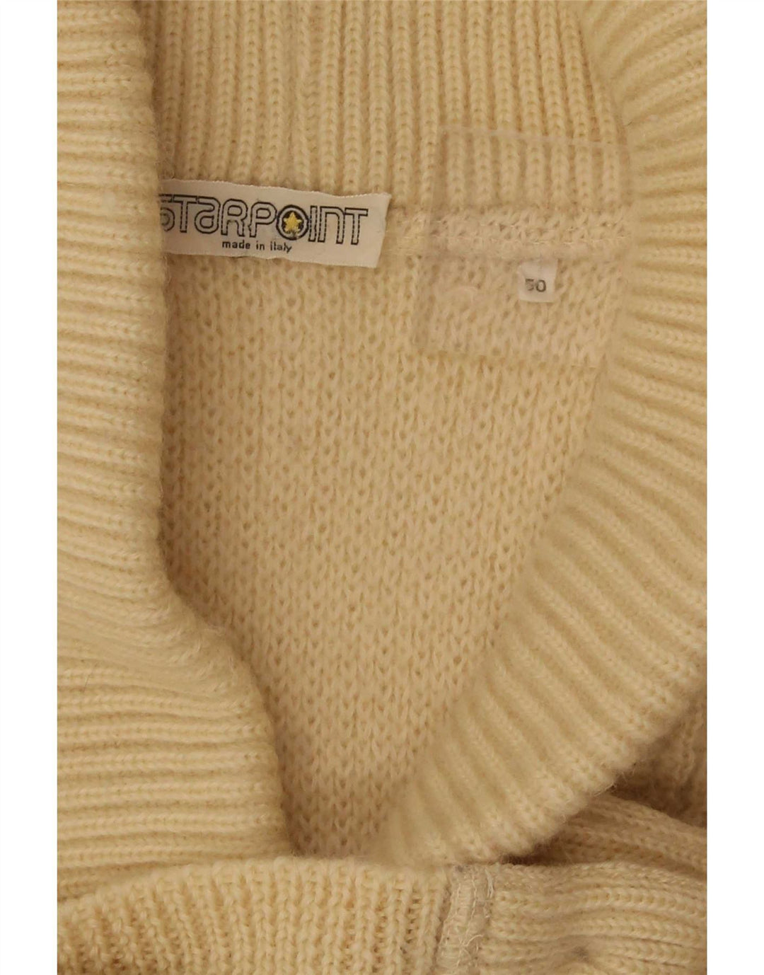 Vintage Mens Cardigan Sweater IT 50 Medium Beige Wool