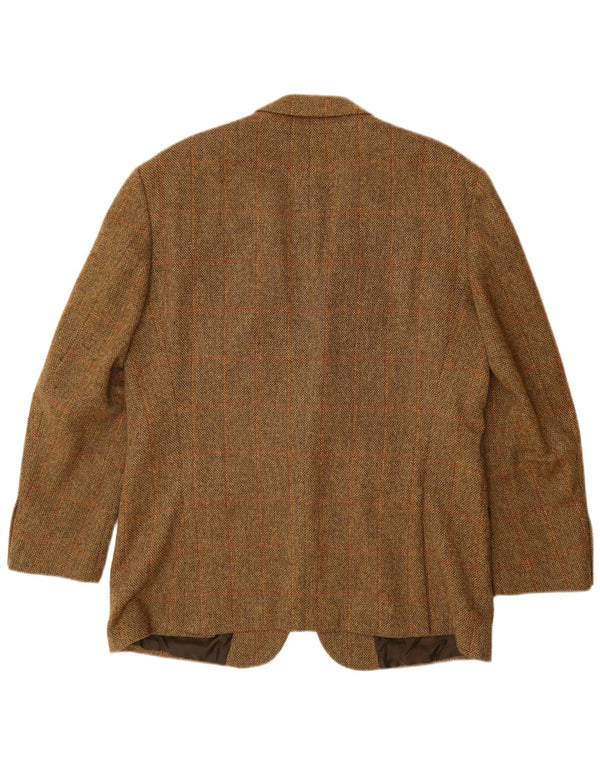 HUGO BOSS Mens 2 Button Blazer Jacket EU 56 3XL Brown Check New Wool