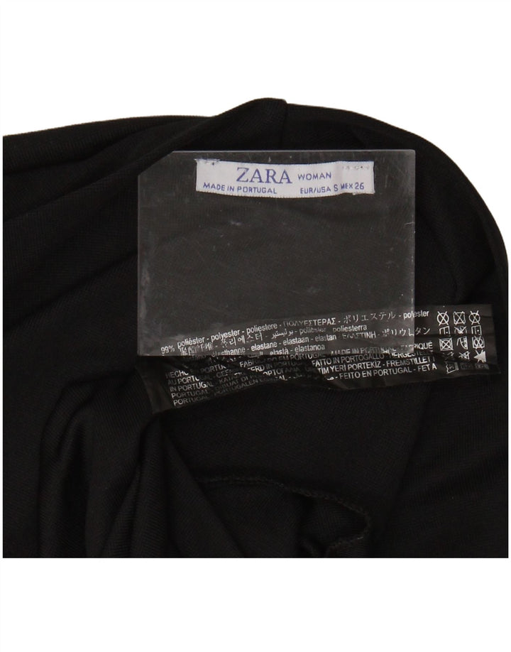 ZARA Womens Long Sleeve Bodysuit UK 8 Small Black Polyester