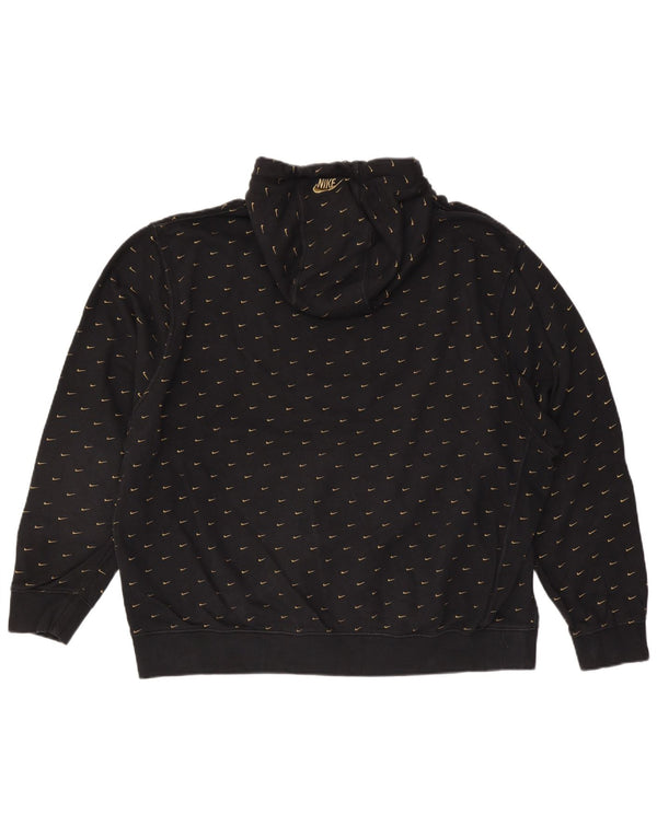 NIKE Mens Graphic Hoodie Jumper 2XL Black Cotton