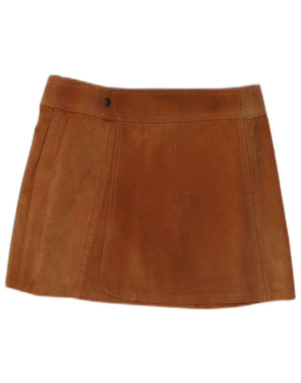 ONYX Womens Suede Mini Wrap Skirt IT 42 Medium W28 Brown Leather