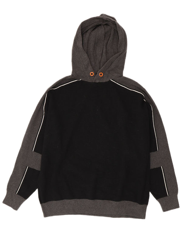 Zara Mens Hooded Jumper Sweater XL Black Colourblock