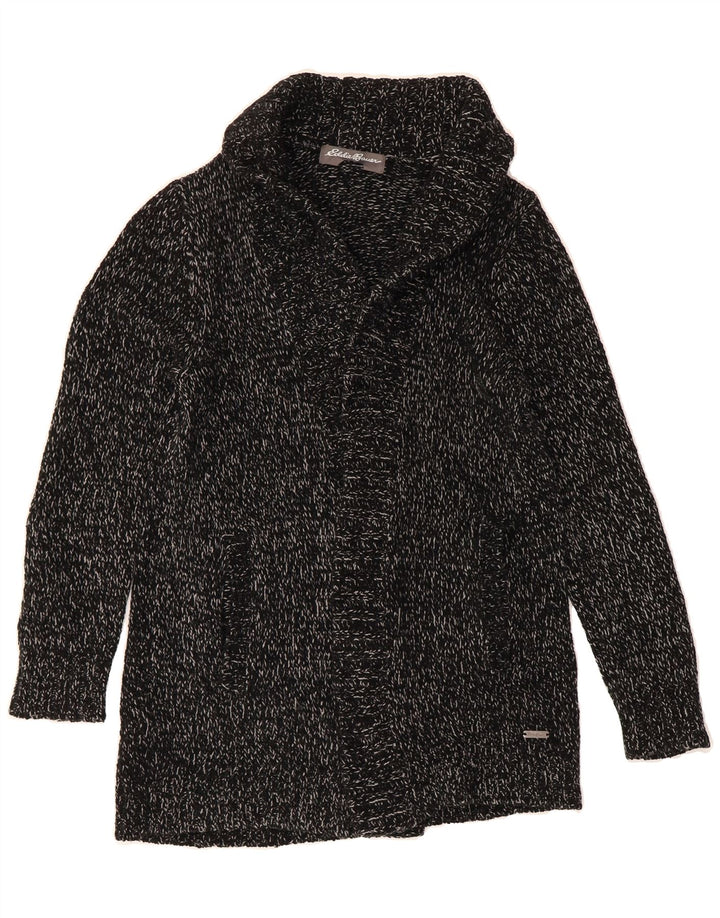 EDDIE BAUER Womens Cardigan Sweater UK 16 Large Black Flecked Polyester Vintage Eddie Bauer and Second-Hand Eddie Bauer from Messina Hembry 