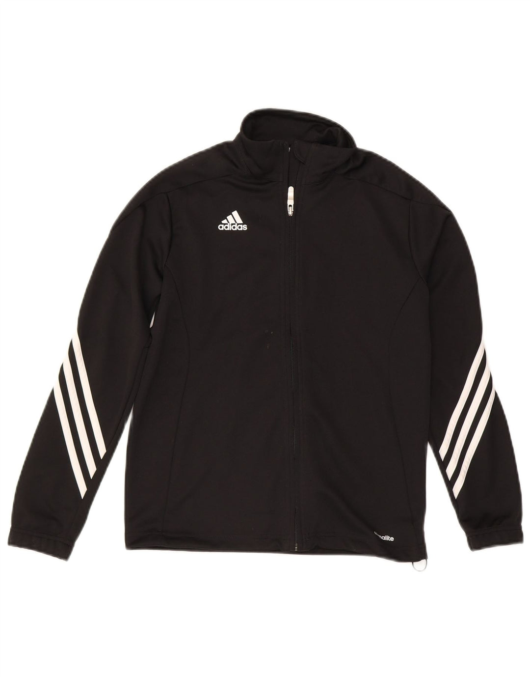 ADIDAS Boys Climalite Tracksuit Top Jacket 11-12 Years Black Polyester