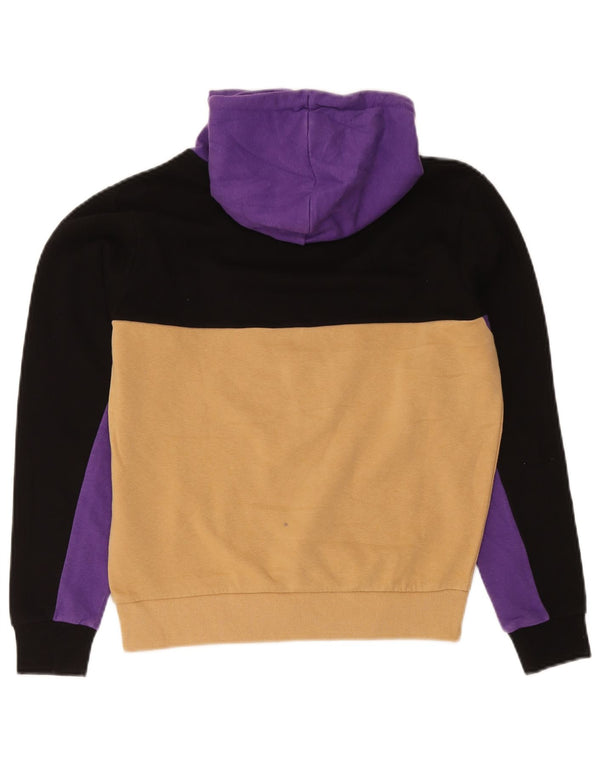 Fila Womens Oversized Hoodie Jumper UK 10 Small Yellow Colourblock Cotton