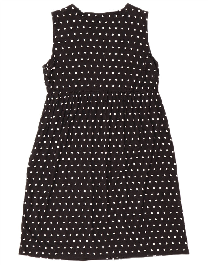 LEE Womens Riders Sleeveless A-Line Dress UK 14 Large Black Polka Dot